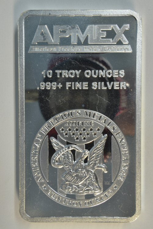 APMEX 10 oz .999 Fine Silver Bar Sealed in Plastic