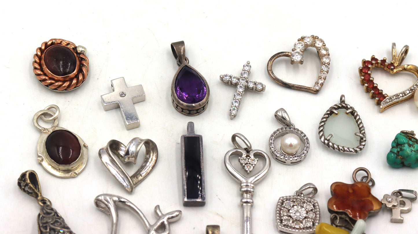 Group lot of vintage 925 sterling silver pendants