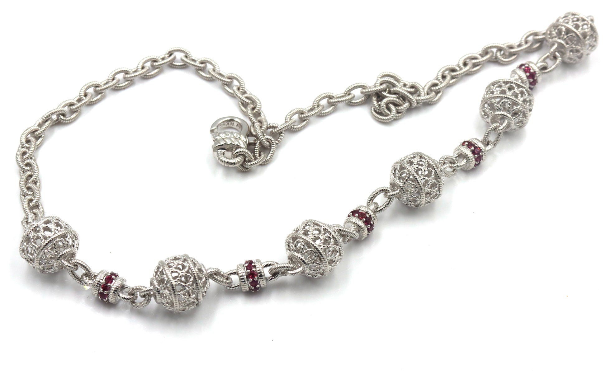 925 Sterling silver signed ball link chain necklace