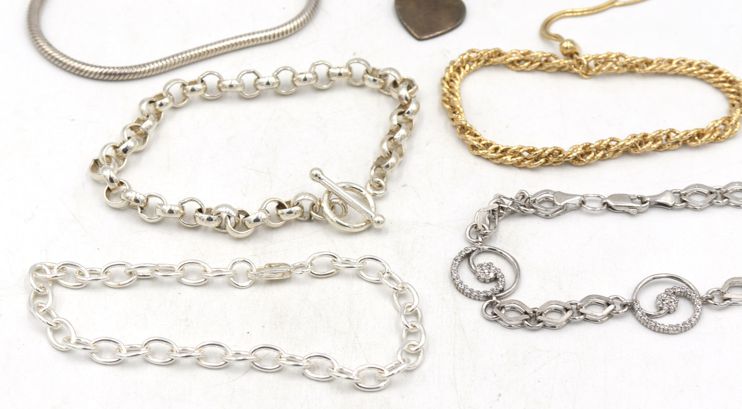 Vintage 925 sterling silver group lot of 7 bracelets