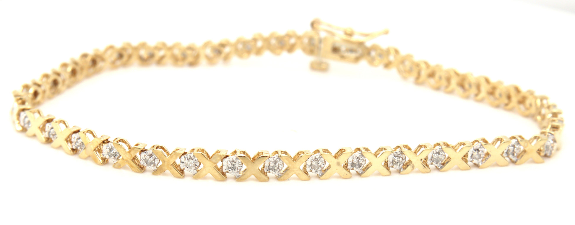 10kt Yellow gold diamond X link bracelet