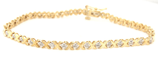10kt Yellow gold diamond X link bracelet