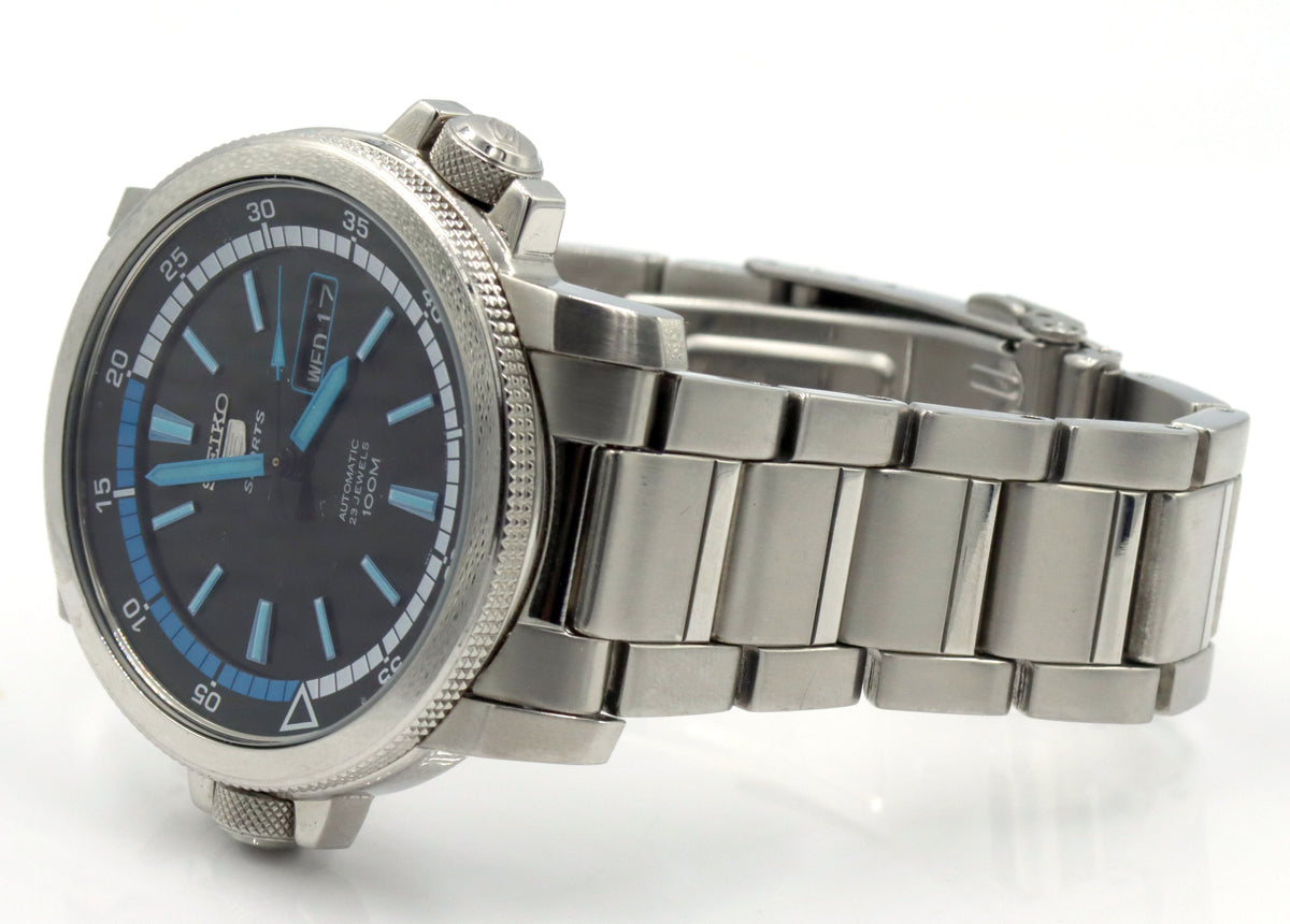 Seiko sport black dial automatic watch