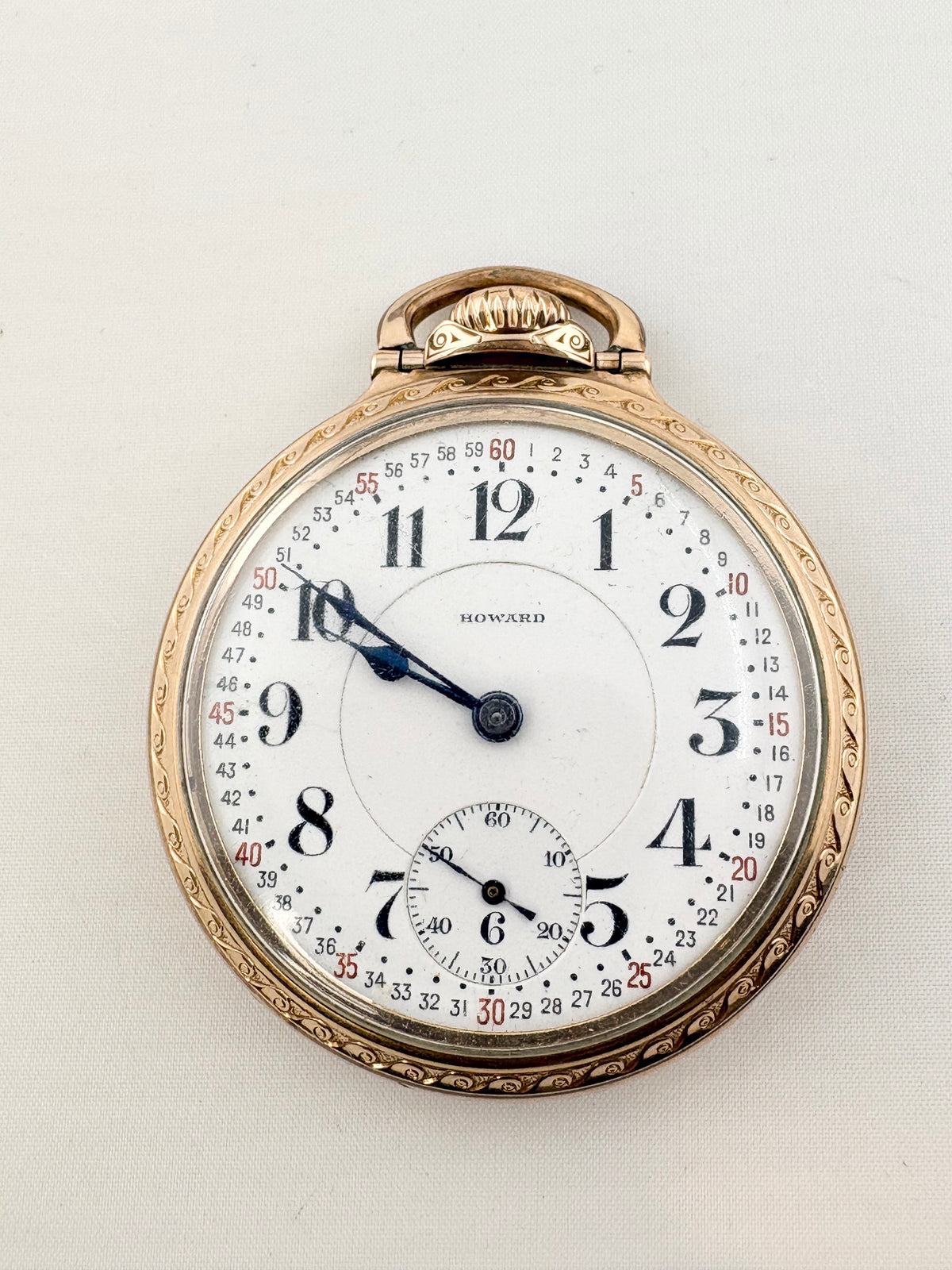 10KT Yellow Gold Filled Antique E.Howard&Co Series 10 Opan Face Railroad Pocket Watch From 20Th Cent
