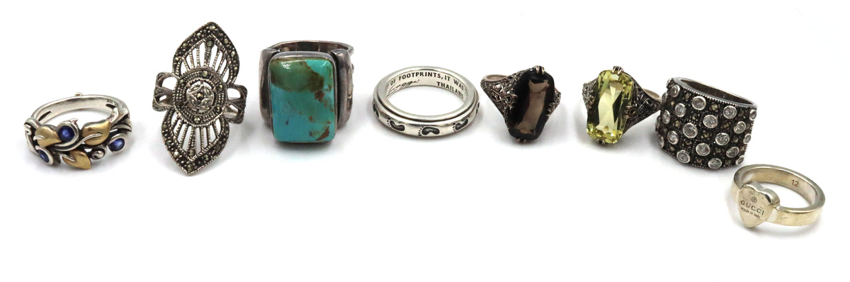 Group lot of Vintage 925 sterling silver rings