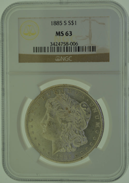 1885-S Morgan Silver Dollar $1 NGC MS63