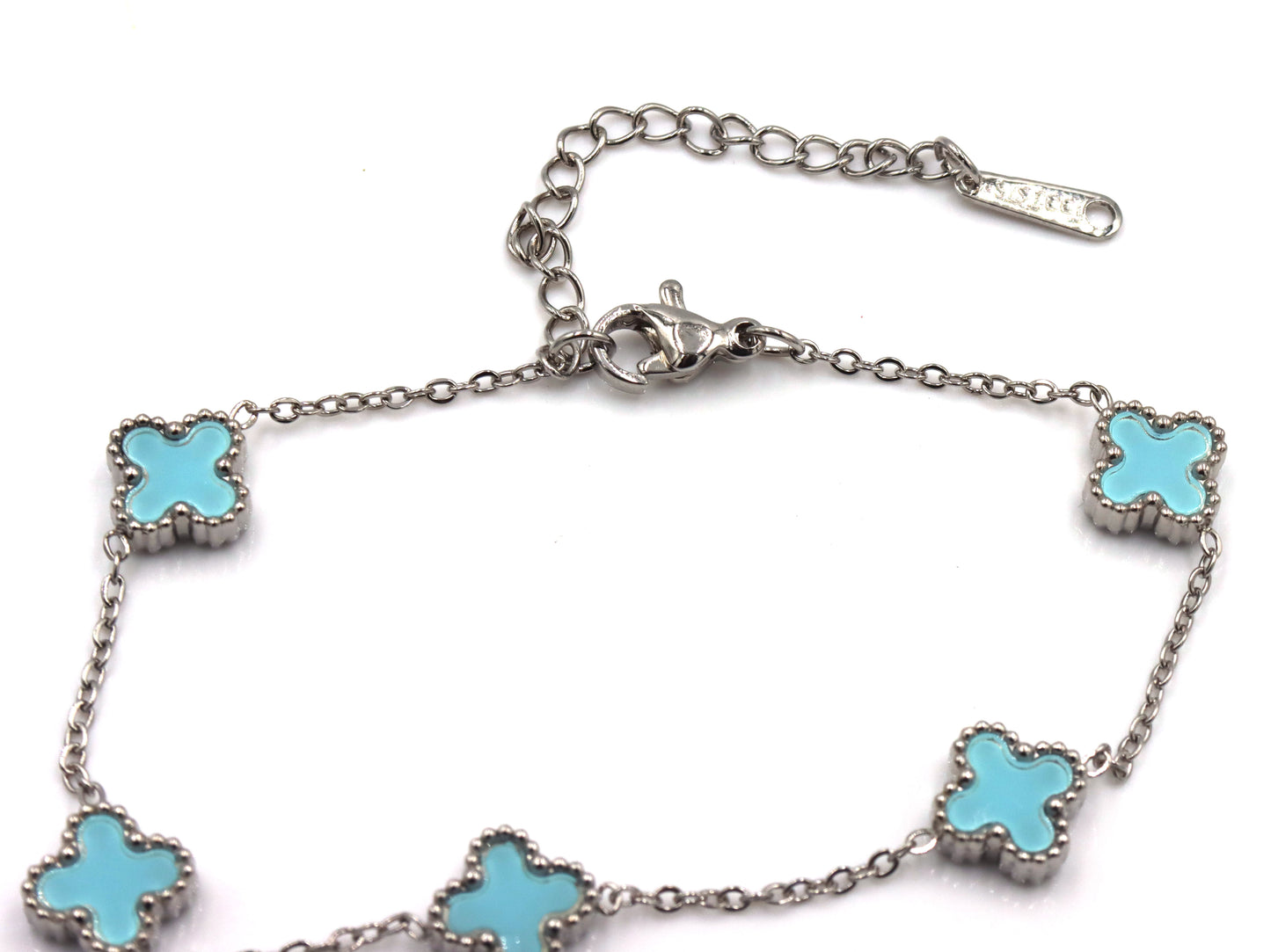 Blue stone stainless steel adjustable bracelet