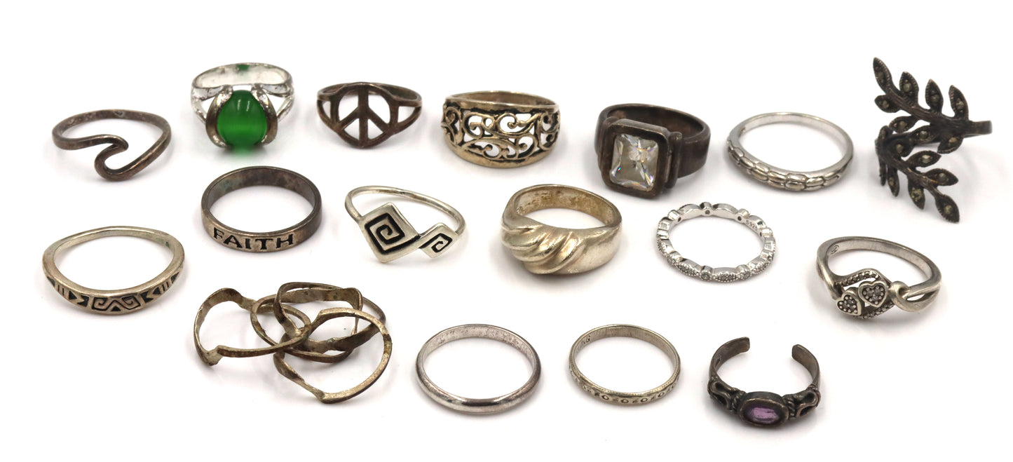 Group lot of Vintage 925 sterling silver rings