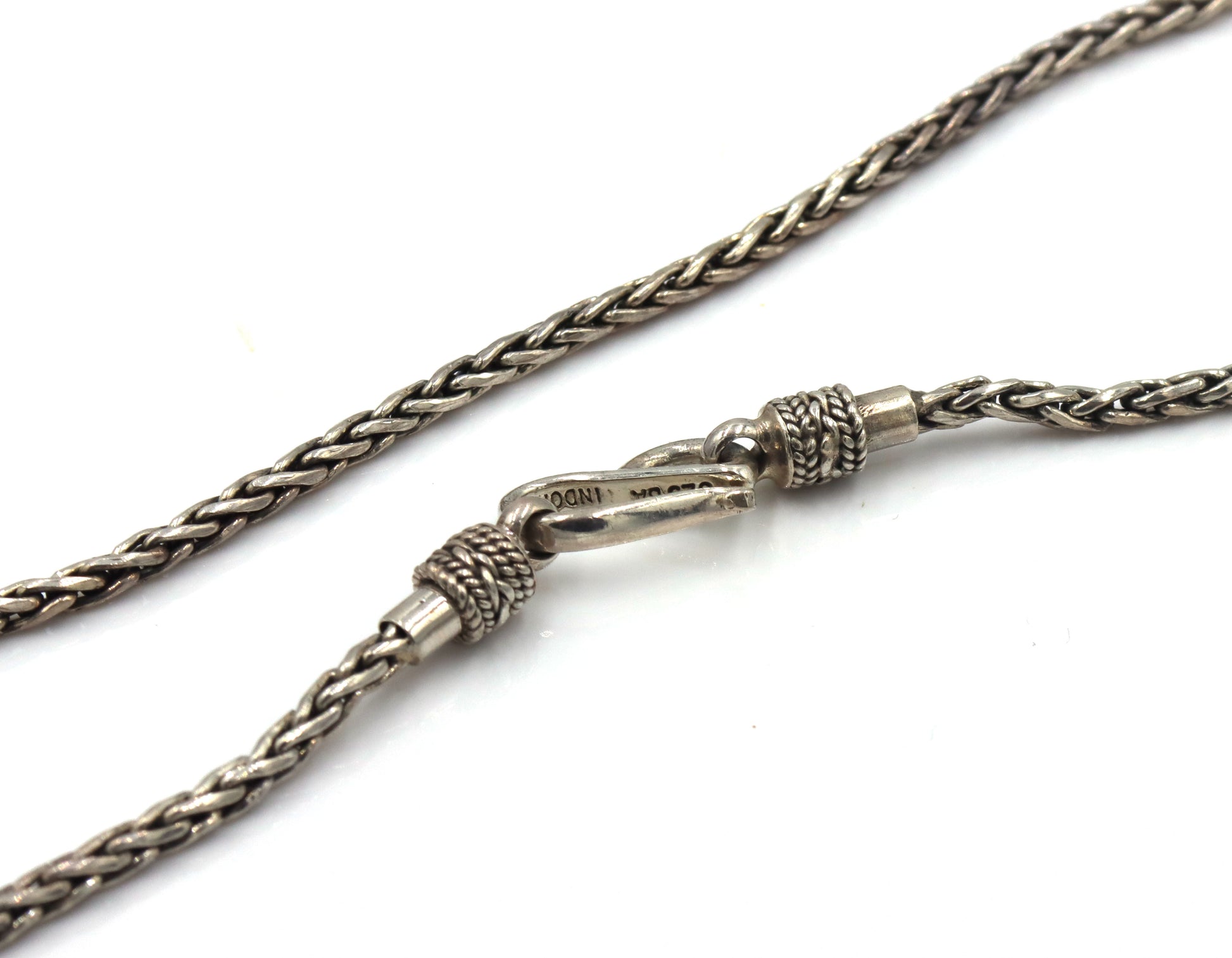 Vintage 925 sterling silver signed Byzantine chain necklace