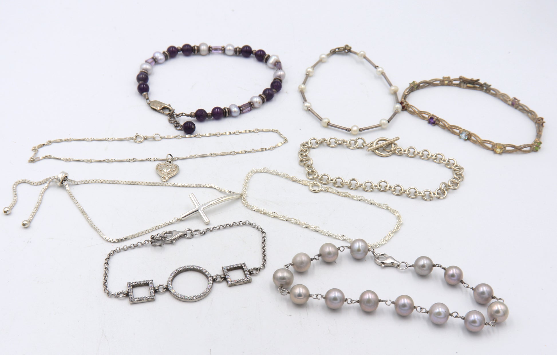 Group Lot of Vintage 925 Sterling Silver Bracelets