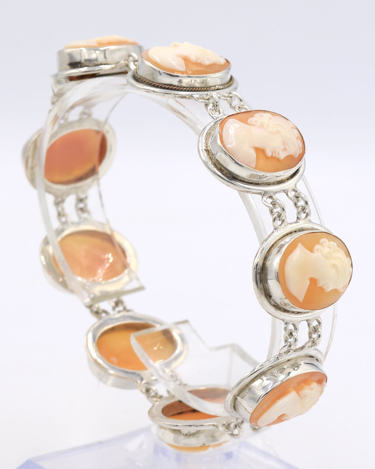 925 Sterling silver Cameo link bracelet