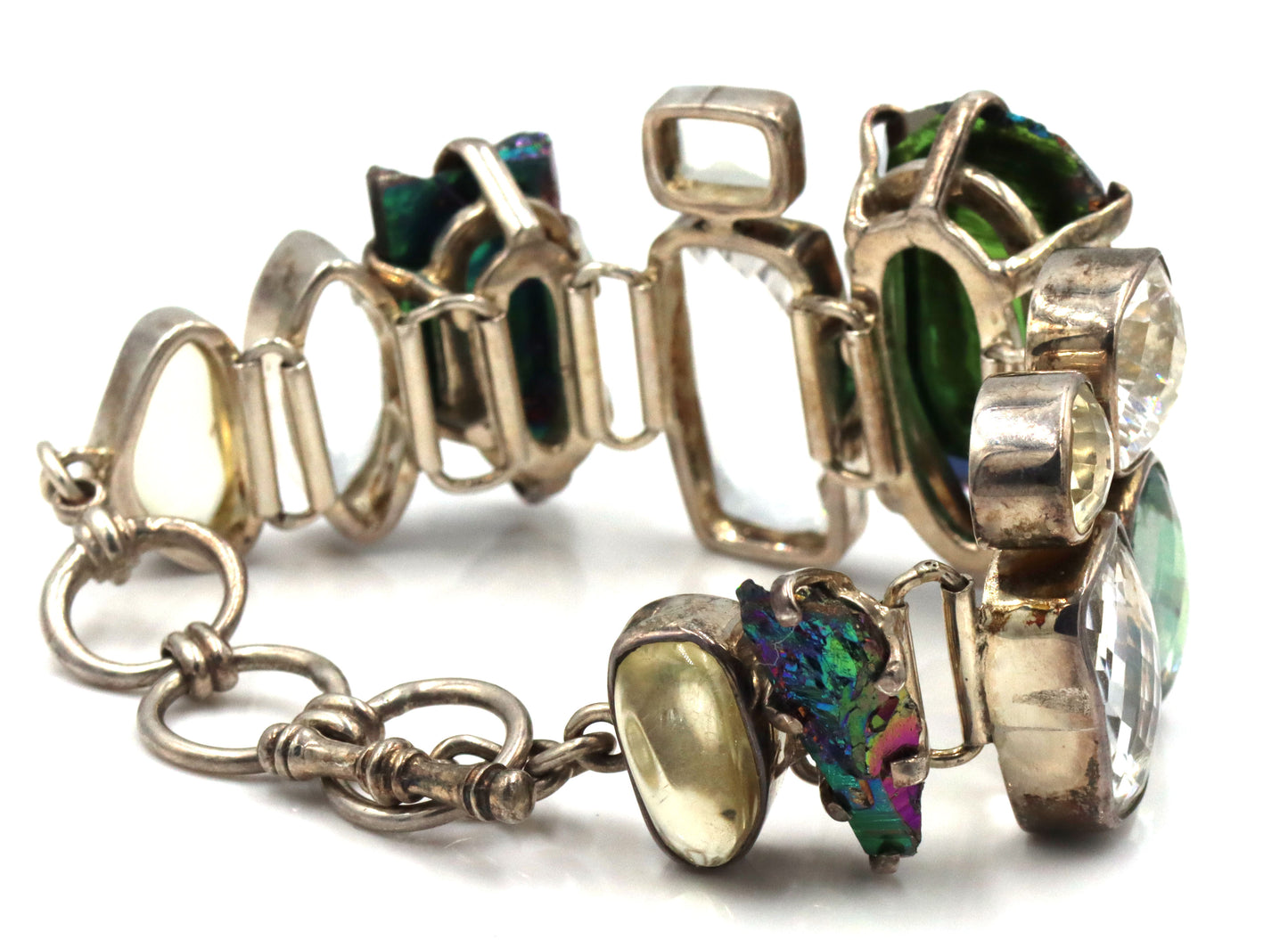 Vintage 925 sterling silver multi color crystal bracelet