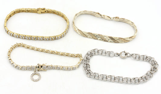 Group lot of 4 Vintage 925 sterling silver bracelets