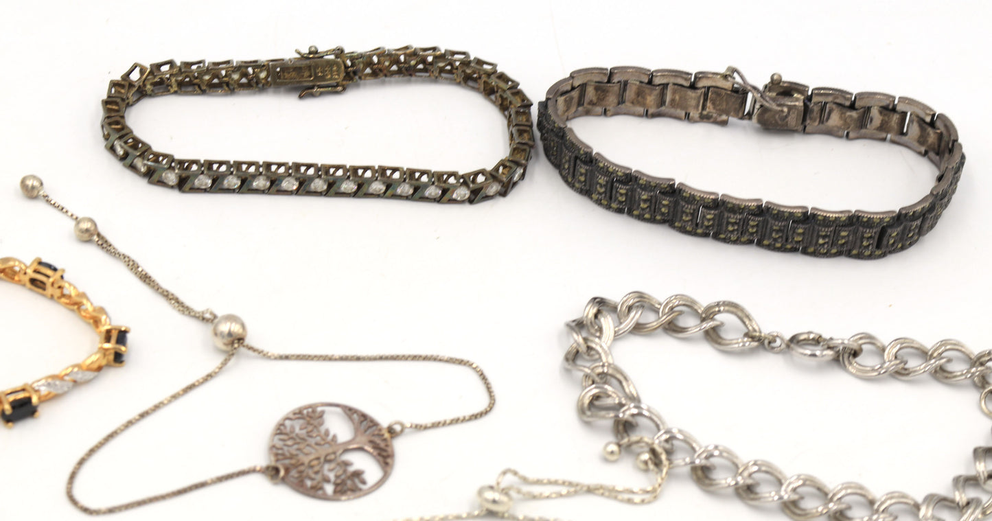 Group lot of 10 Vintage 925 sterling silver bracelets