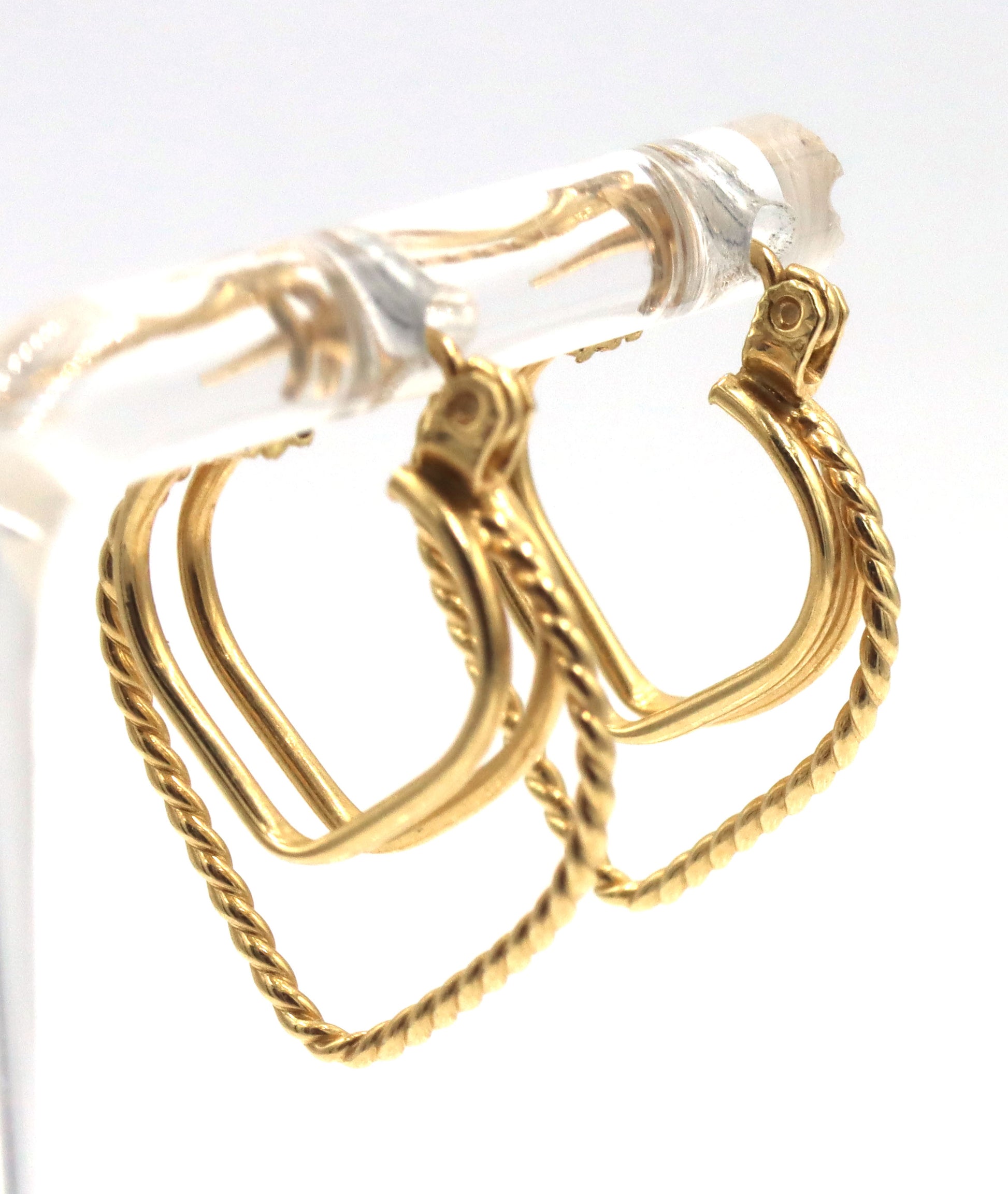 14kt Yellow gold double heart shaped earrings