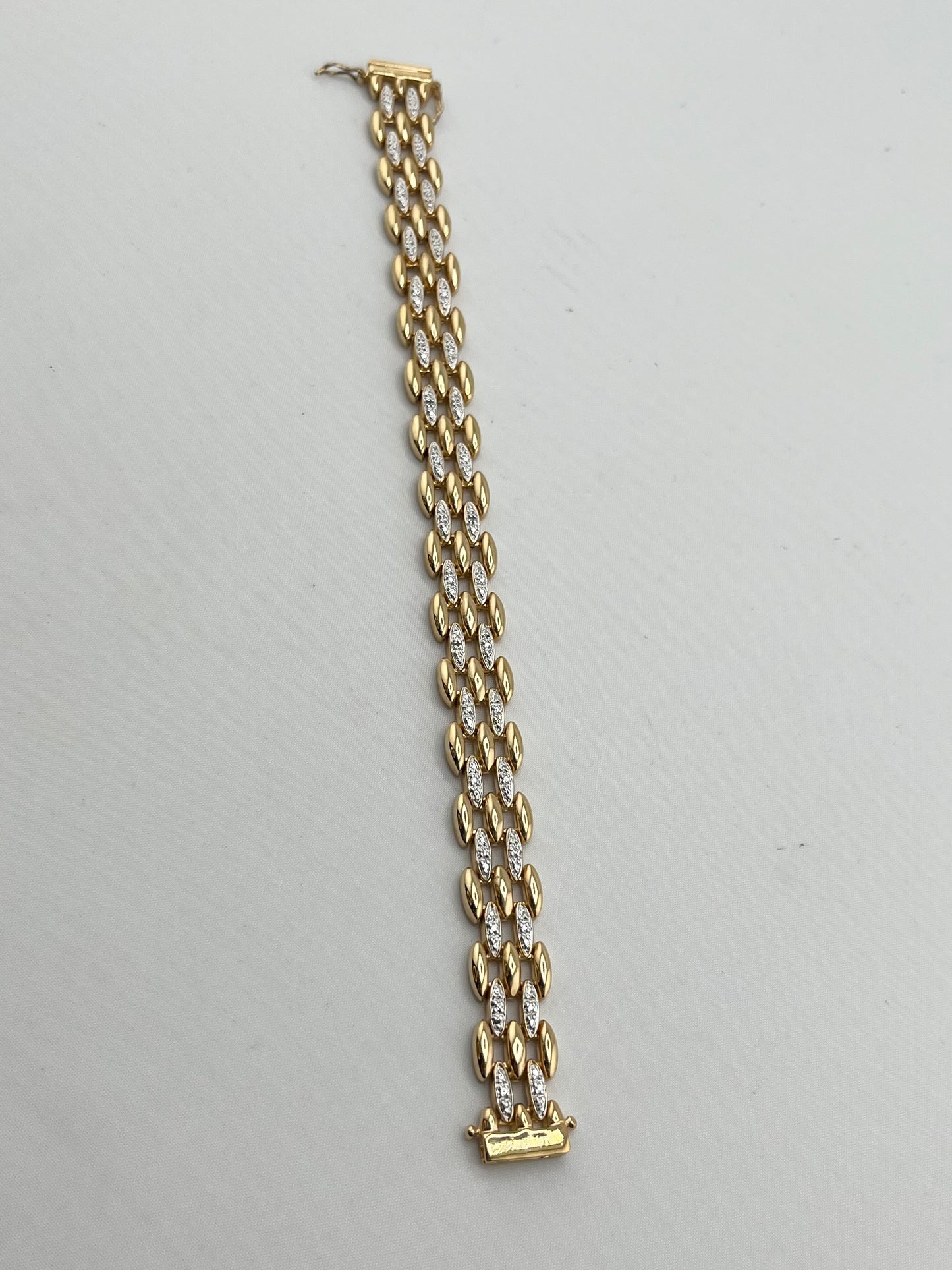 925 Gold tone Sterling Silver Ross- Simons Style With CZ Accent Bracelet