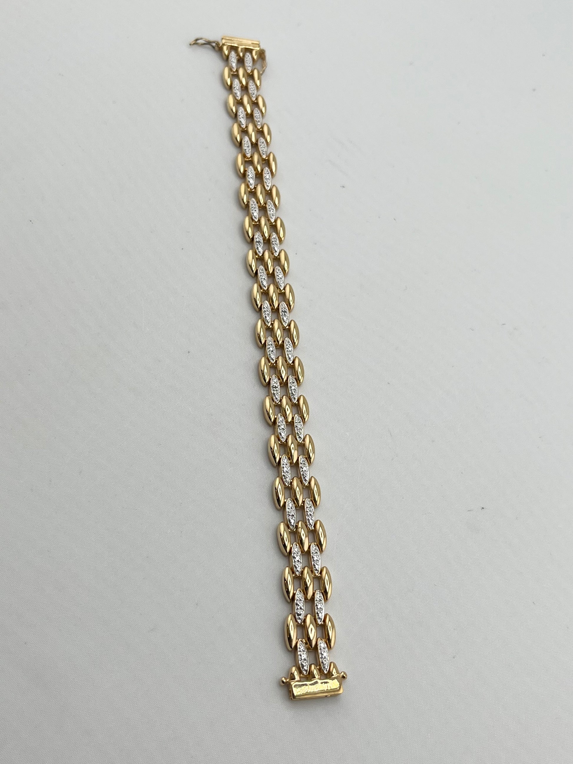 925 Gold tone Sterling Silver Ross- Simons Style With CZ Accent Bracelet