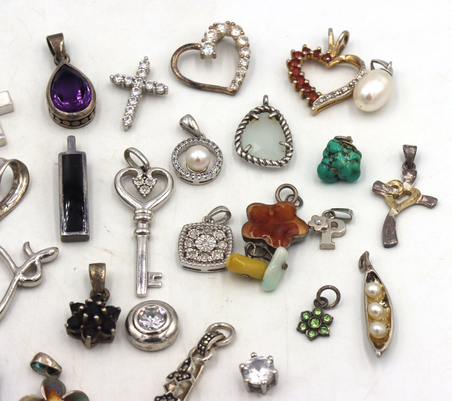 Group lot of vintage 925 sterling silver pendants