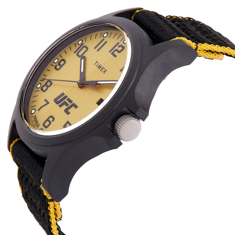 Timex UFC Apex Mens Quartz Yellow Dial Black and Yellow Fabric Strap Watch
