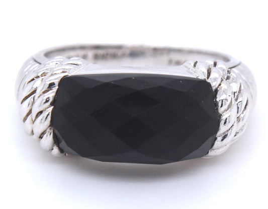 Judith Ripka 925 sterling silver black onyx ring