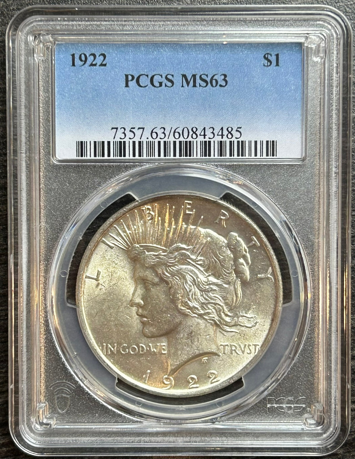 1922 Peace Silver Dollar PCGS MS63