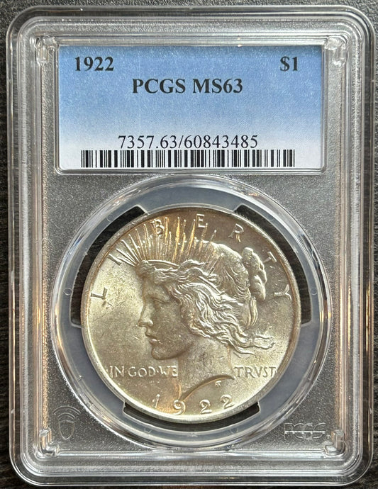 1922 Peace Silver Dollar PCGS MS63