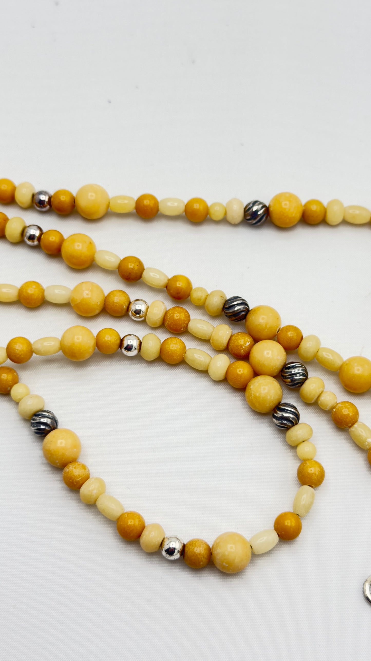 925 Sterling Silver Carolyn Carolyn Pollack Yellow jasper and Citrine Pendant With Amber Beads Neckl