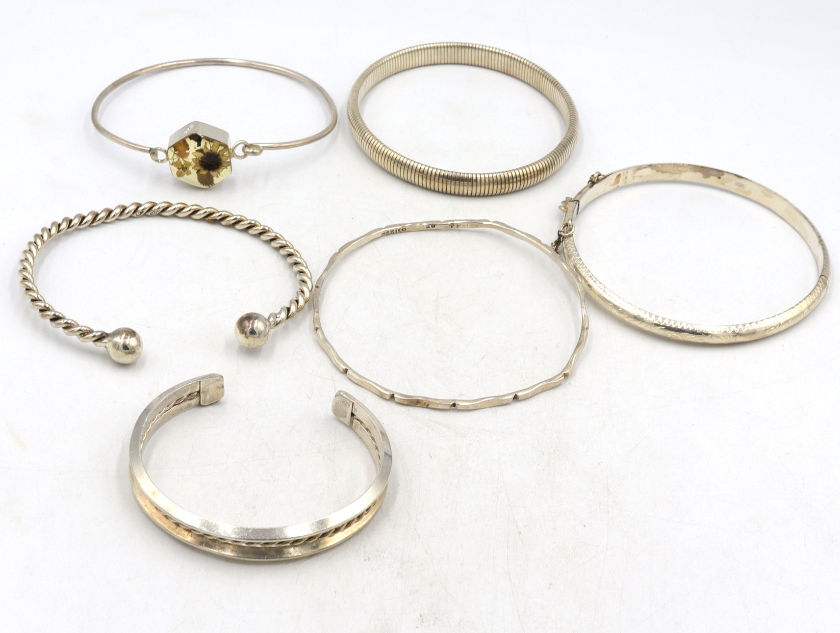 Vintage 925 sterling silver group lot of cuff bangles