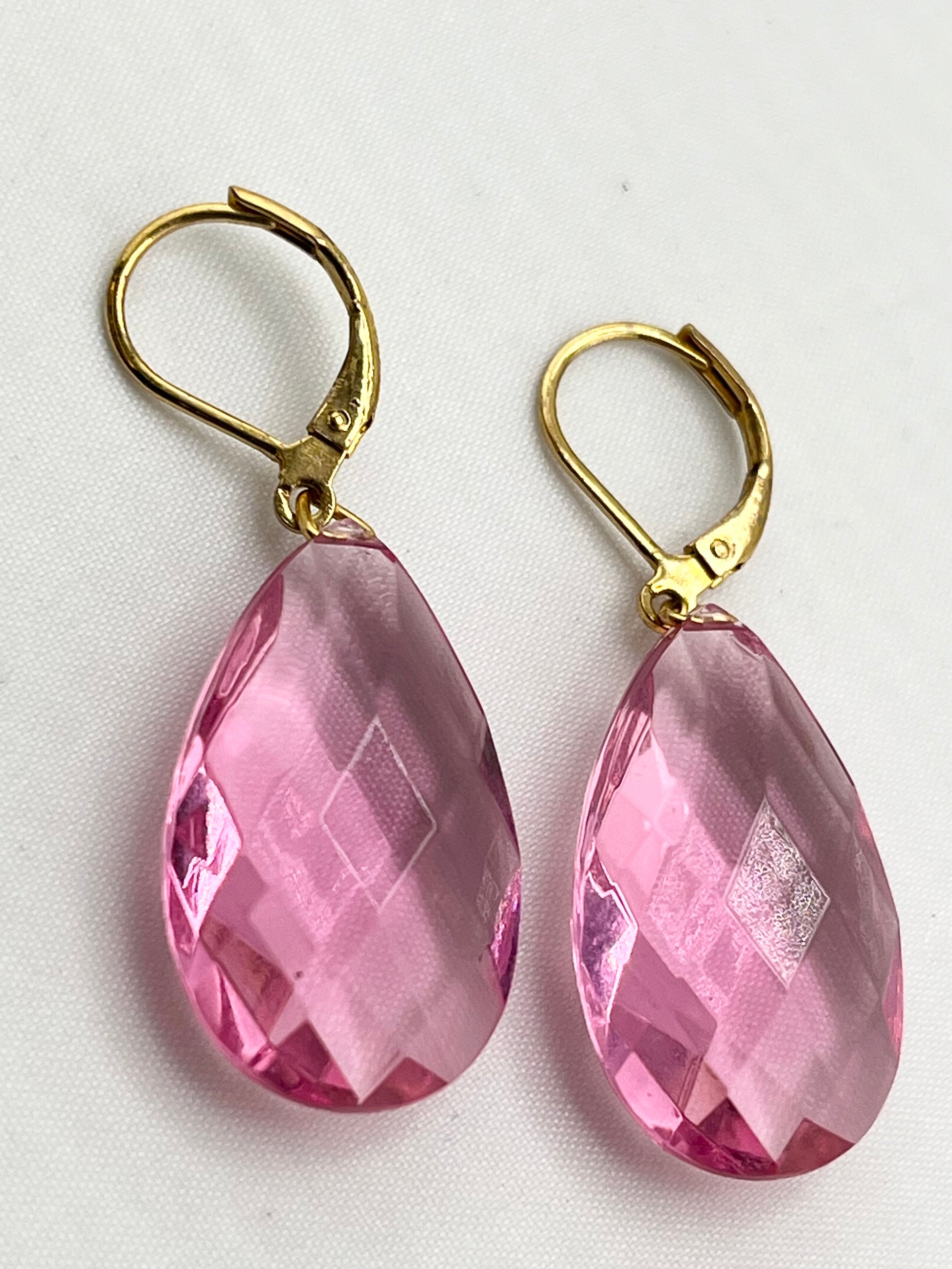 Two Pair Of  Joan Rivers Pink Crystal Drop Earrings