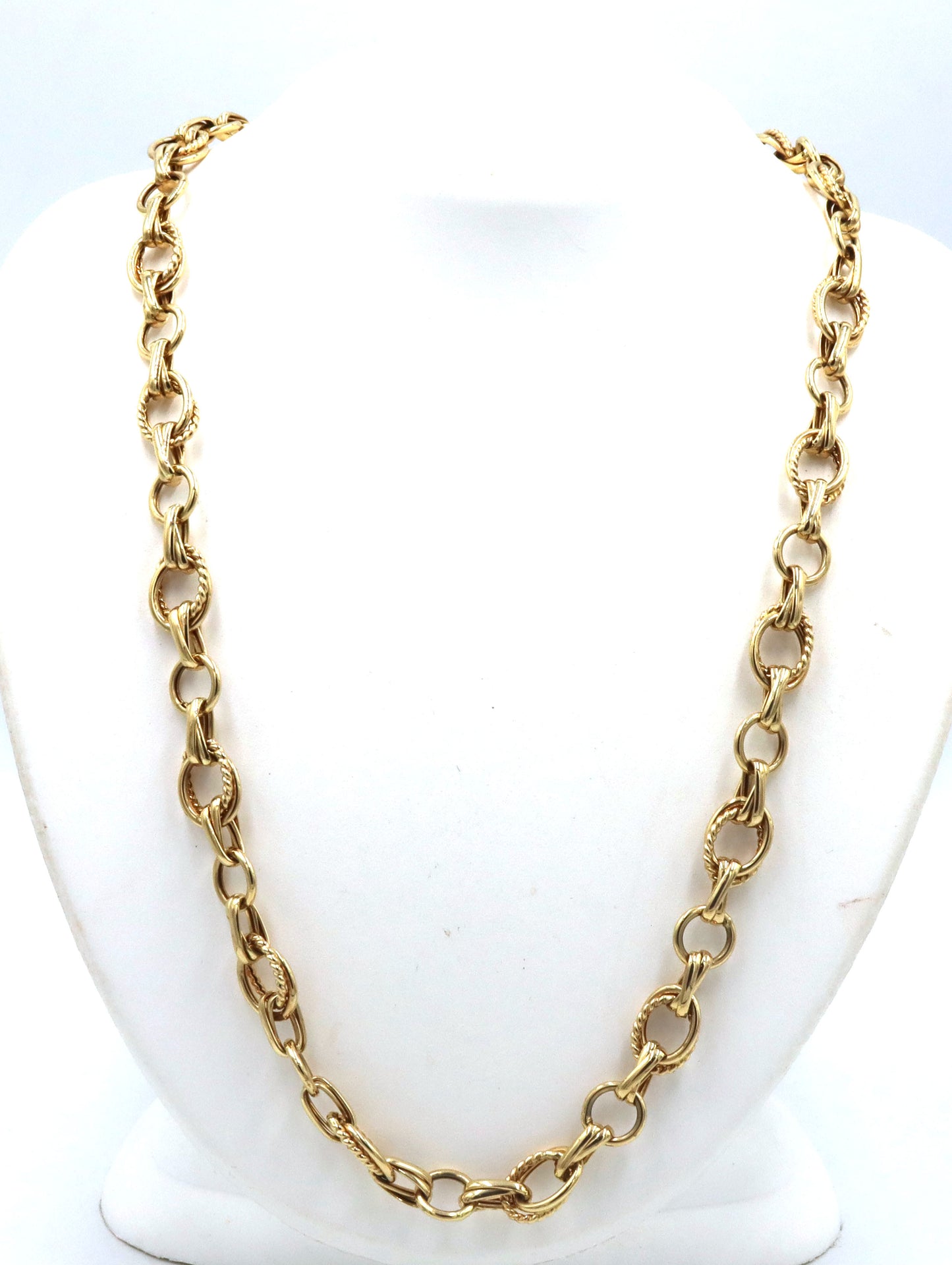 14kt Yellow gold double oval link chain necklace