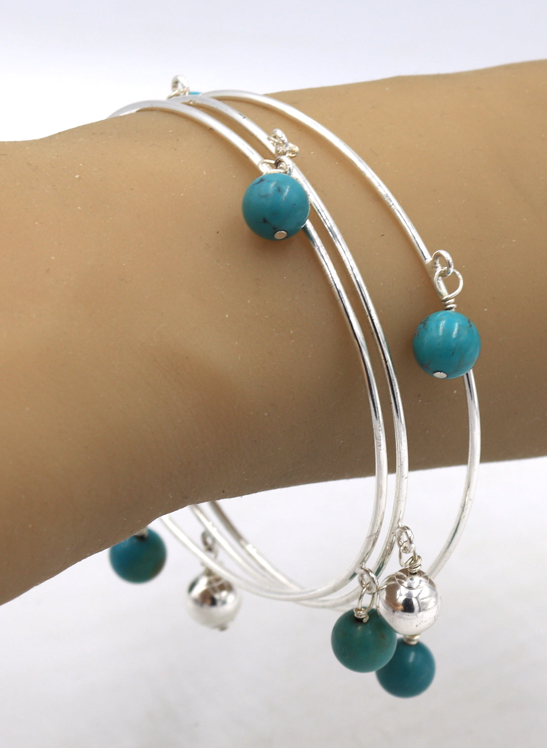 Set of 3 925 sterling silver charm bangles