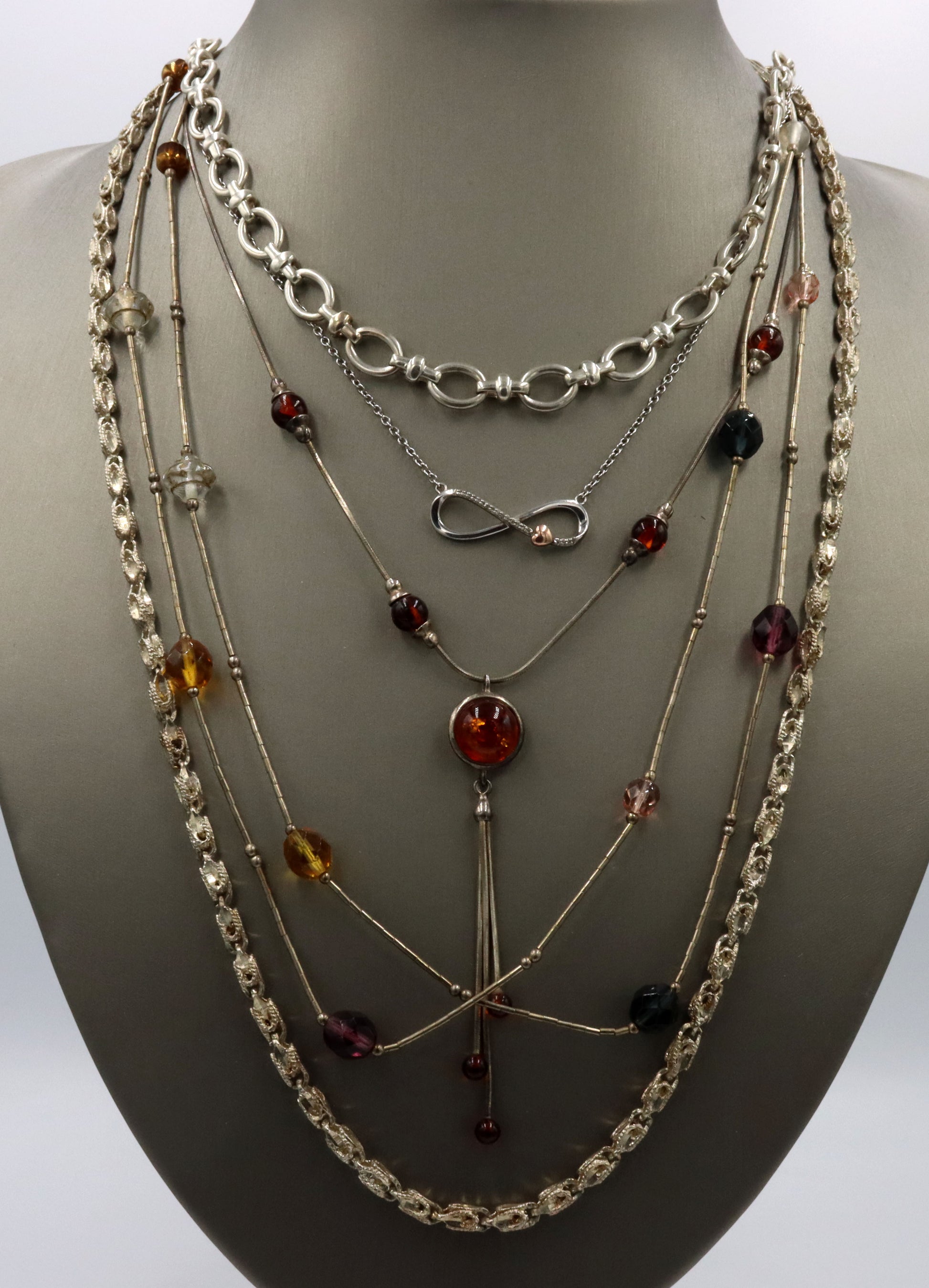 Group lot of 5 Vintage 925 sterling silver necklaces