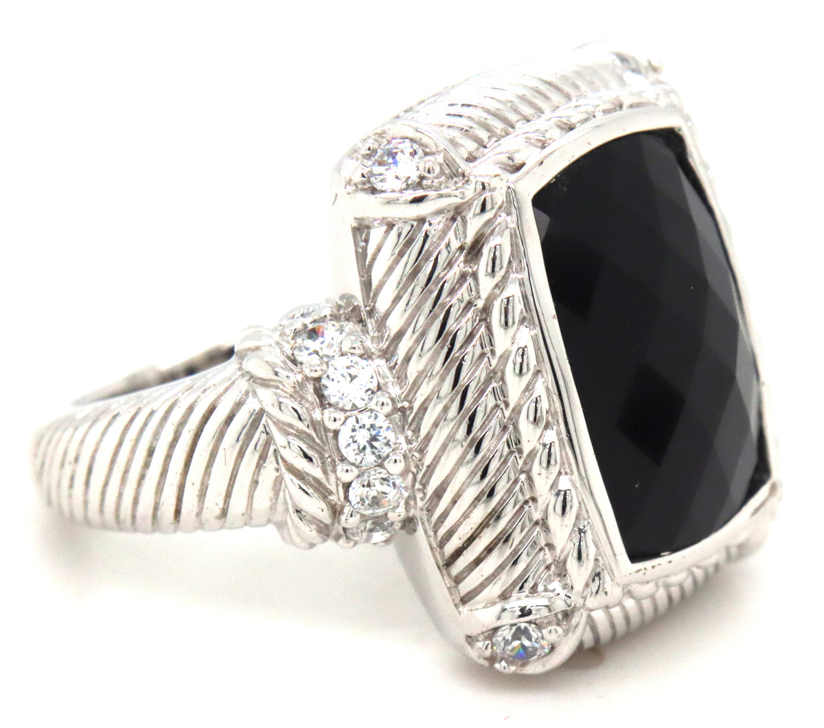 Judith Ripka black onyx ring in 925 sterling silver