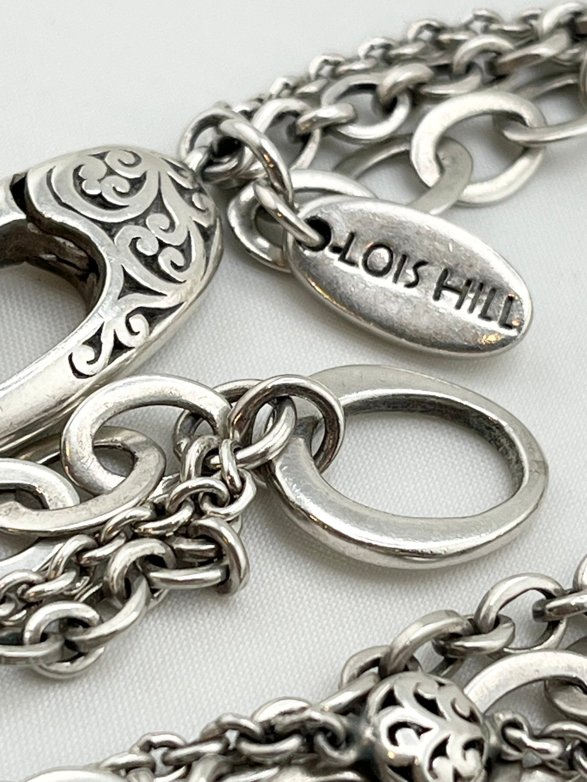 925 Sterling Silver Vintage Rare Lois Hill Multi Strands Chain Style Necklace