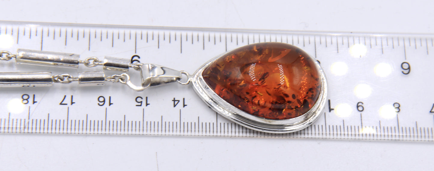 925 Sterling Silver Resin Pendant on Chain Necklace