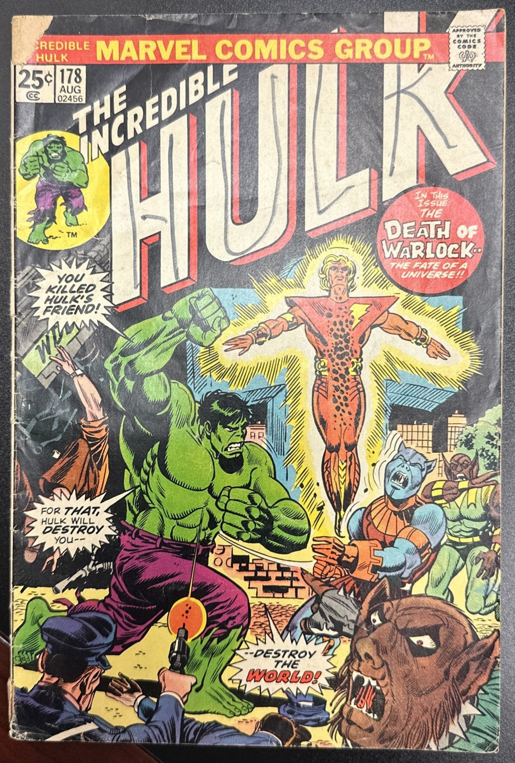 Vintage Bronze Age Comic Book Lot of 8 Marvel & DC Batman Spider-Man Hulk Superman