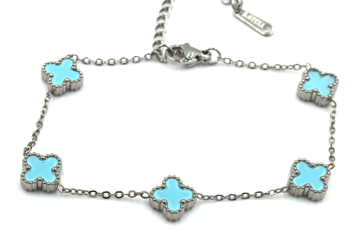 Blue stone stainless steel adjustable bracelet