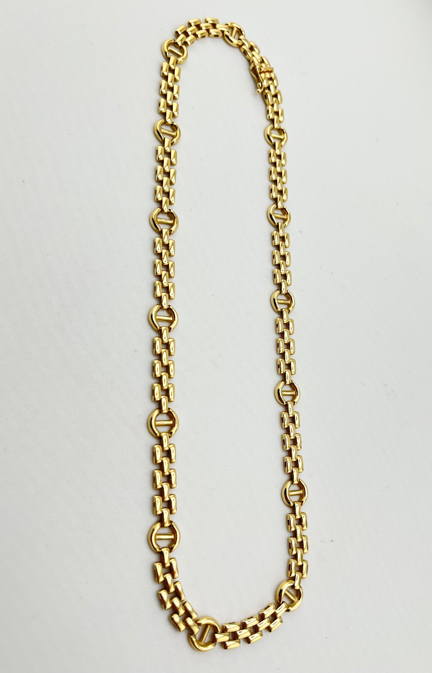 Italian 14KT Yellopw Gold Solid Panter Chain With H Shape Connector Links Chain