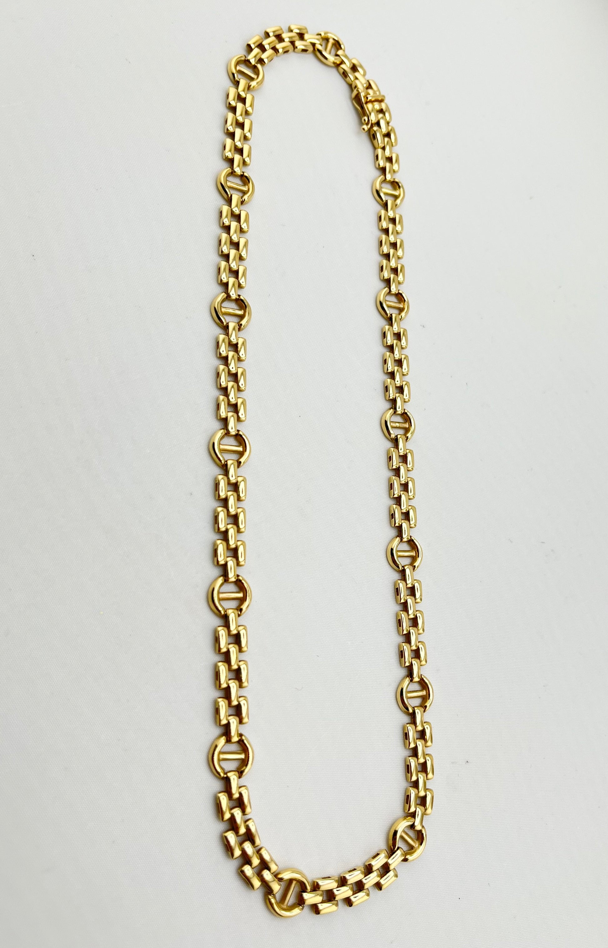 Italian 14KT Yellopw Gold Solid Panter Chain With H Shape Connector Links Chain