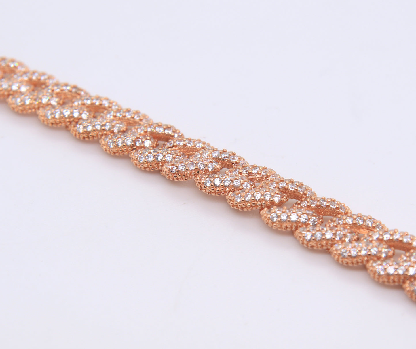 925 Sterling Silver Cubic Zirconia Curb Link Bracelet