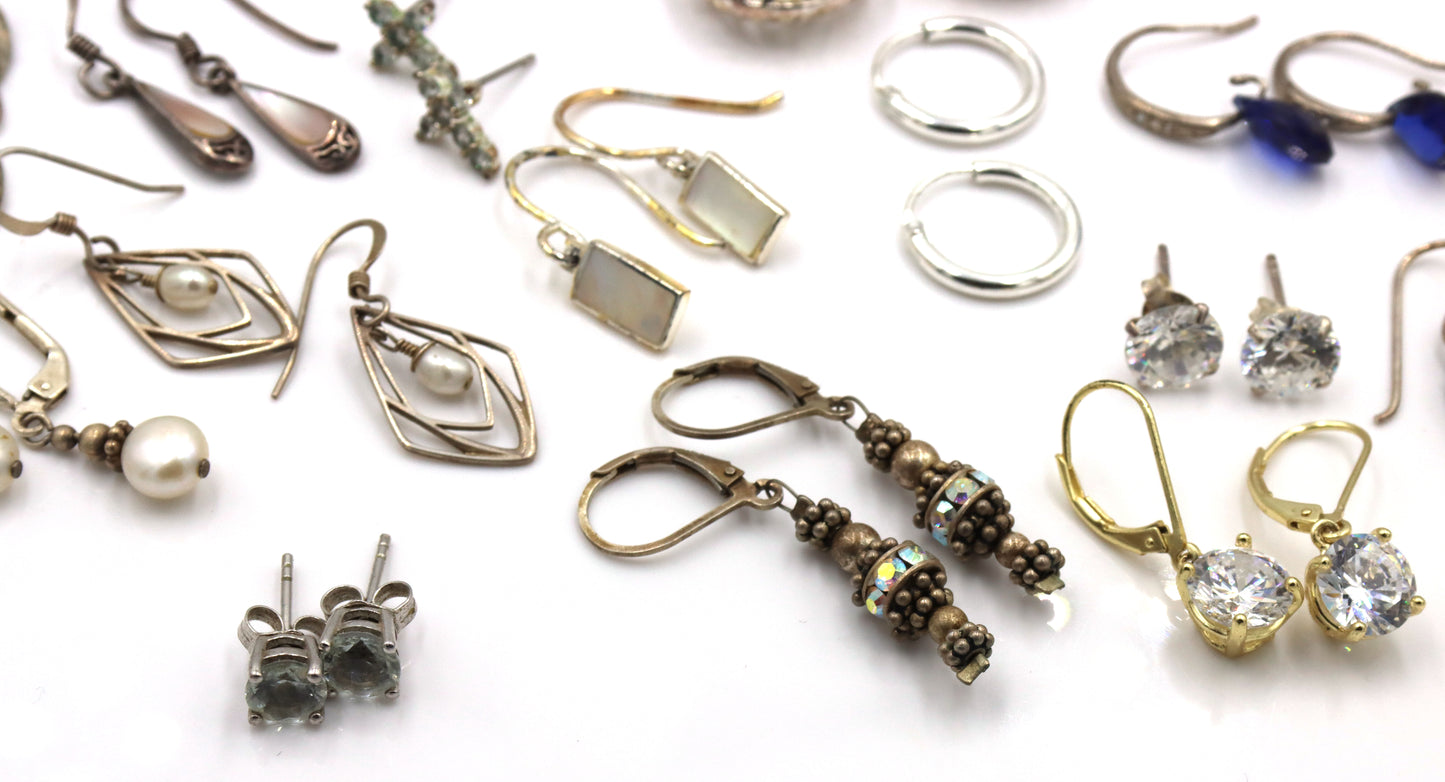 Group lot of Vintage 925 sterling silver earrings