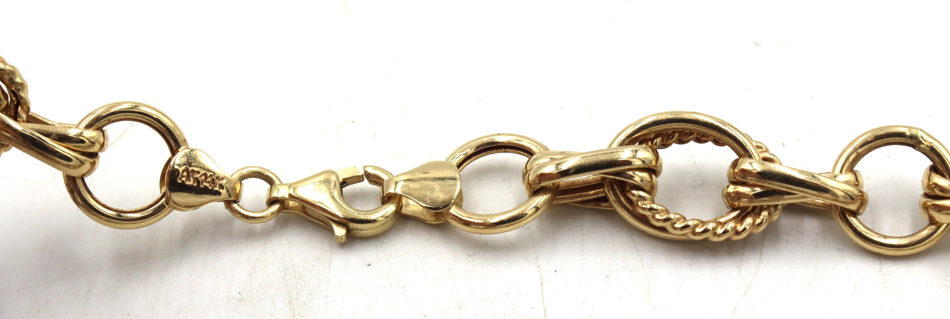 14kt Yellow gold double oval link chain necklace