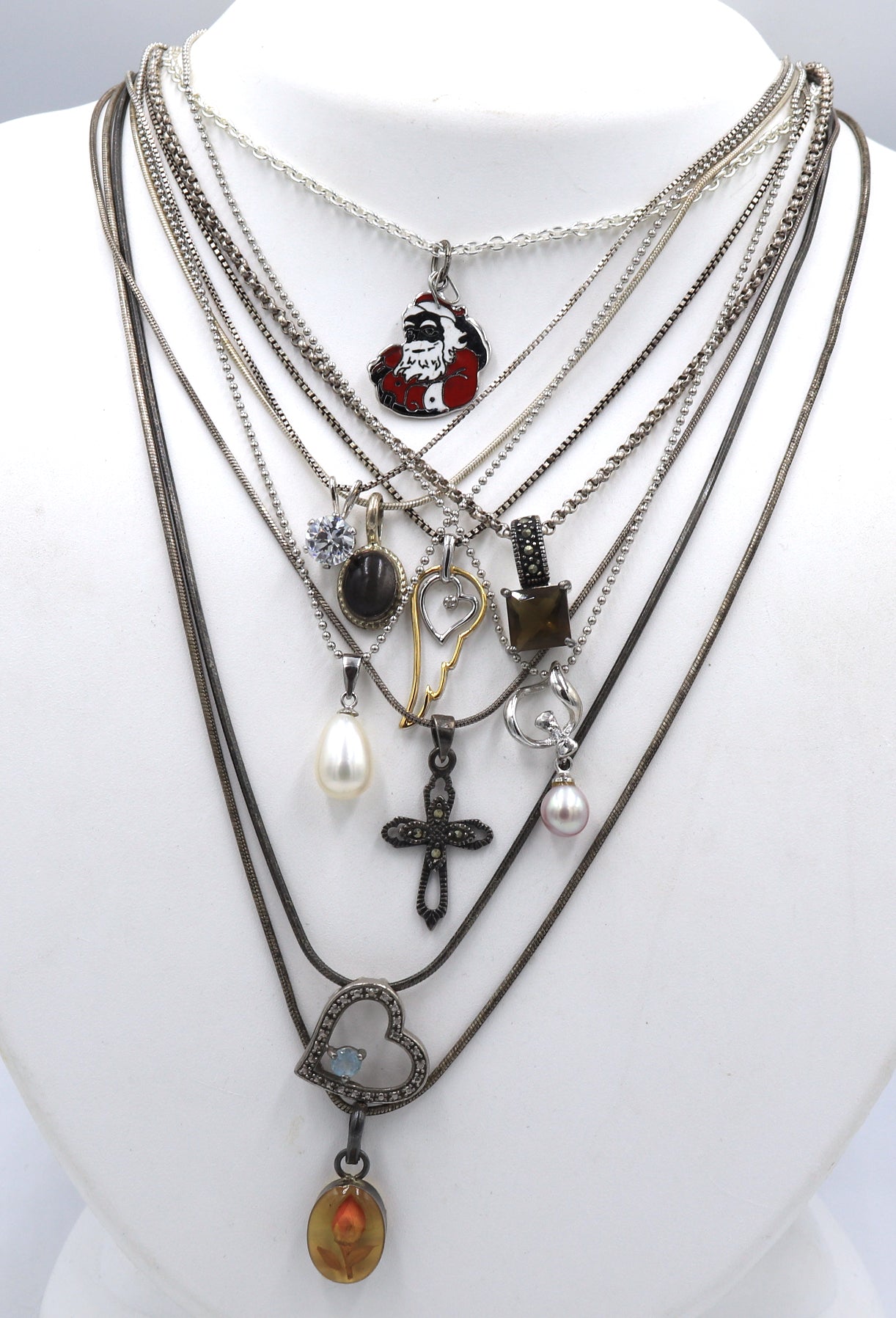 Group lot of Vintage 925 sterling silver necklaces