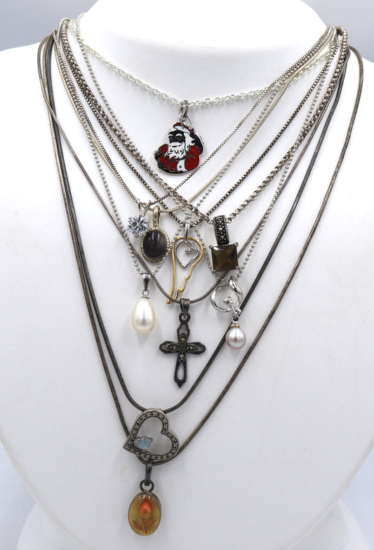 Group lot of Vintage 925 sterling silver necklaces