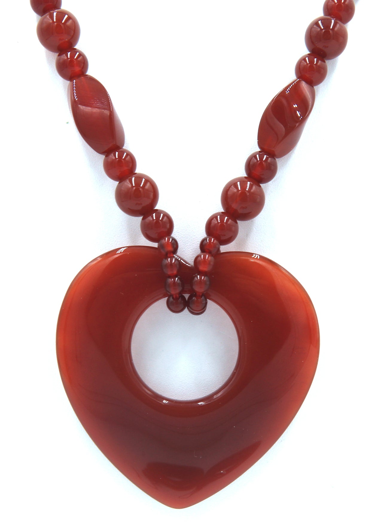 Set of Red agate beads necklace with dangle earrings