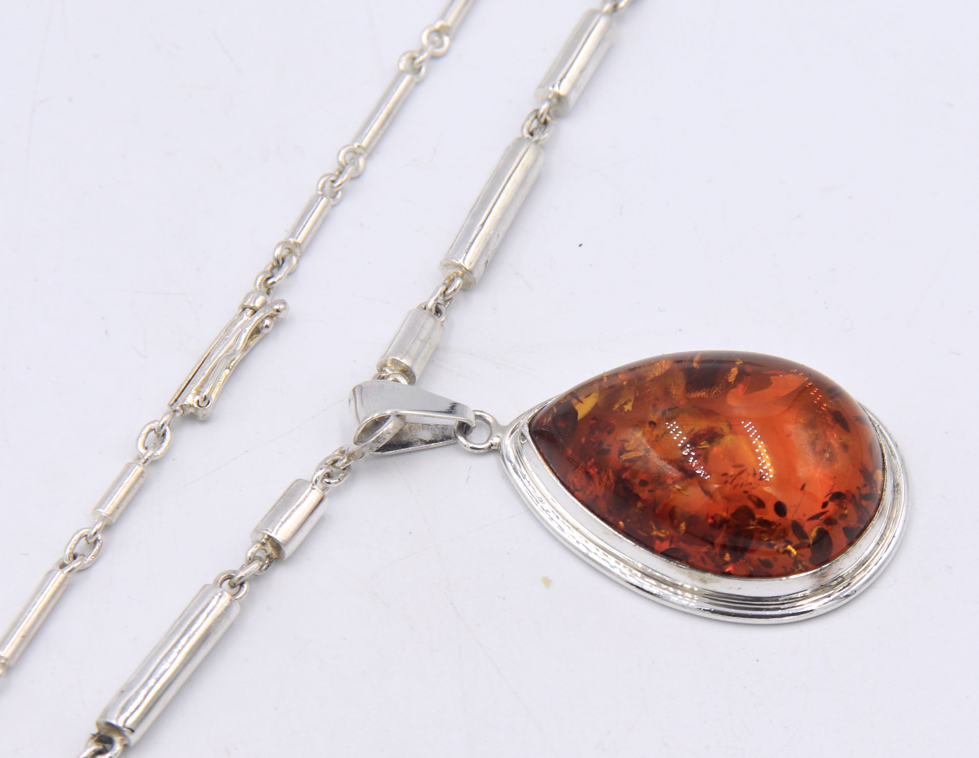 925 Sterling Silver Resin Pendant on Chain Necklace