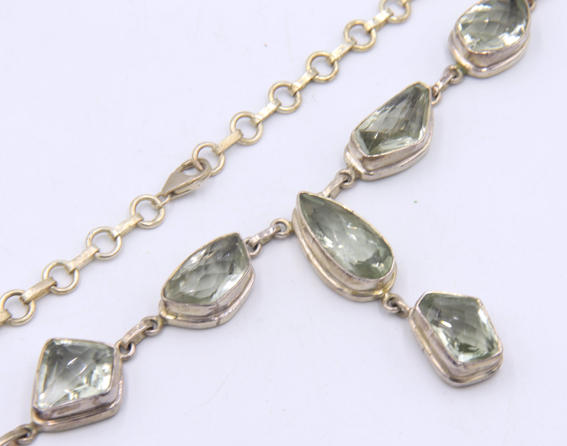 Set of 925 Sterling Silver Green Amethyst Jewelry