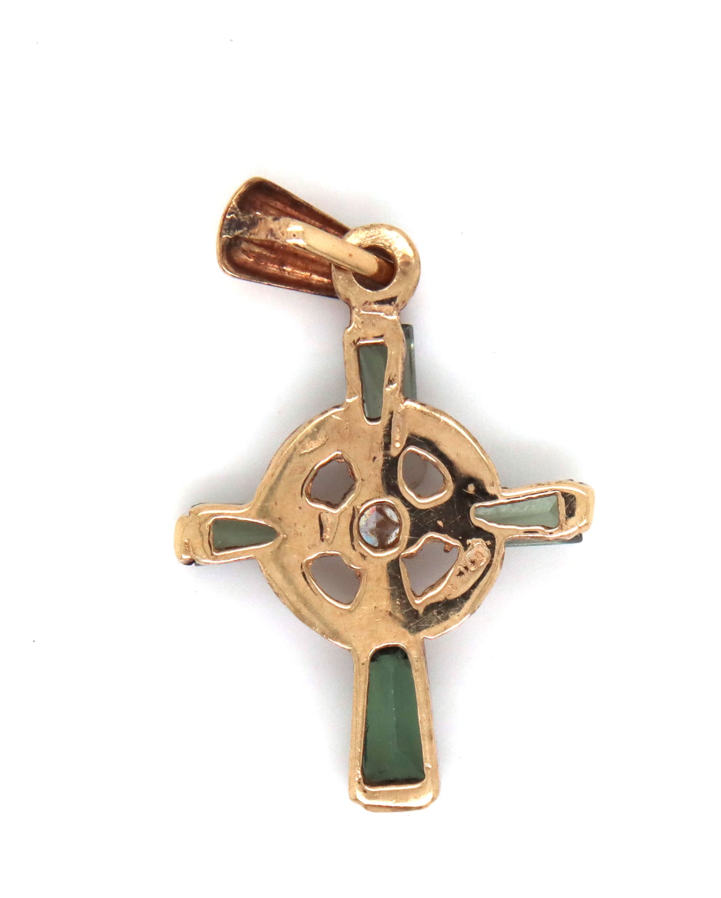9kt Yellow gold gemstone cross pendant