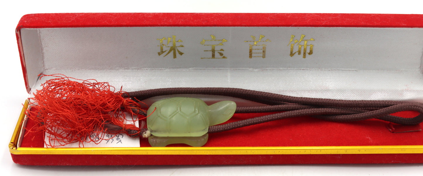 Jade Turtle necklace and multi color pearl earrings