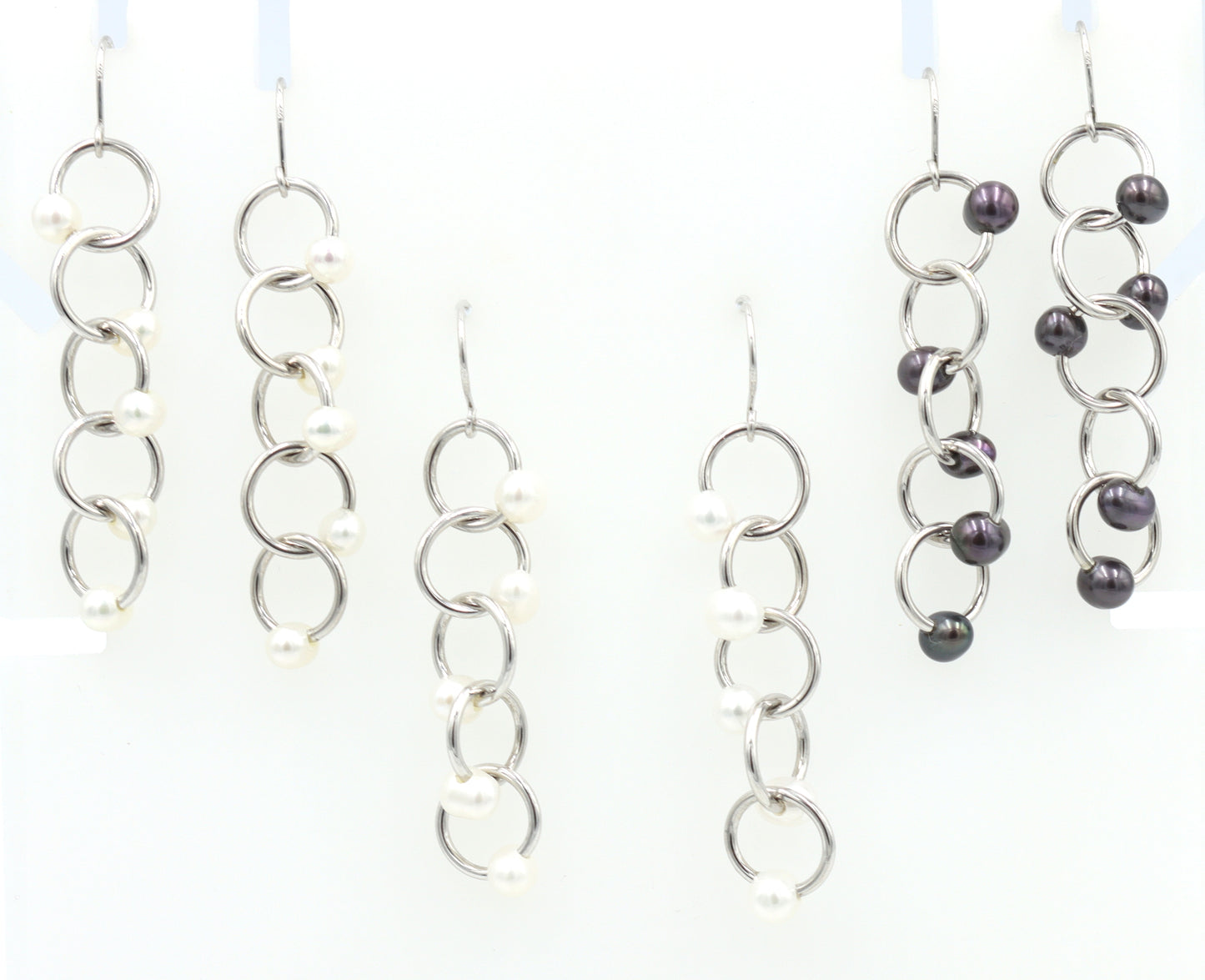 3 Pairs of 925 Sterling silver Honora pearl dangle earrings